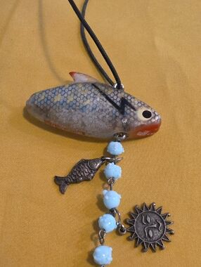 Handcrafted Charm Necklace Featuring a Fish-Shaped Pendant (Vintage Heddon Lure)